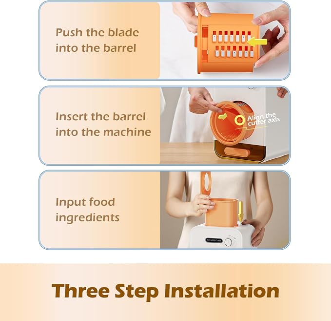 Electric Cheese Grater with 3 Set Blades, Automatic Efficient Slicer & Grater & Shredder for Carrot, Potato, Cabbage & More Vegetables/Salad/Cheese, 4" Large Feed Tube, Built-in Blade Storage Box