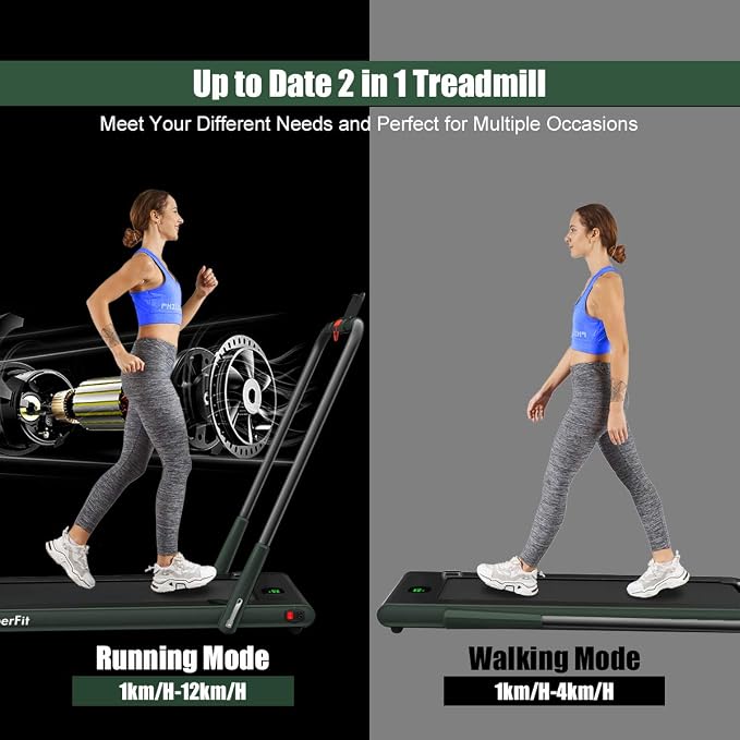 Goplus 2 in 1 Folding Treadmill, 2.25HP Under Desk Electric Superfit Treadmill, Installation-Free with APP Control, Remote Control, Bluetooth Speaker, LED Display, Walking for Home