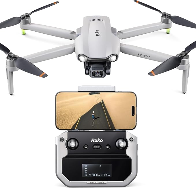 Ruko F11PRO 2 Drone with 6K Camera for Adults, 3-Axis Gimbal Stabilizer, 2 Batteries for 70-Min Flight Time, Long-Range Transmission, Auto Return & Beginner-Friendly, Ideal Tech Gift