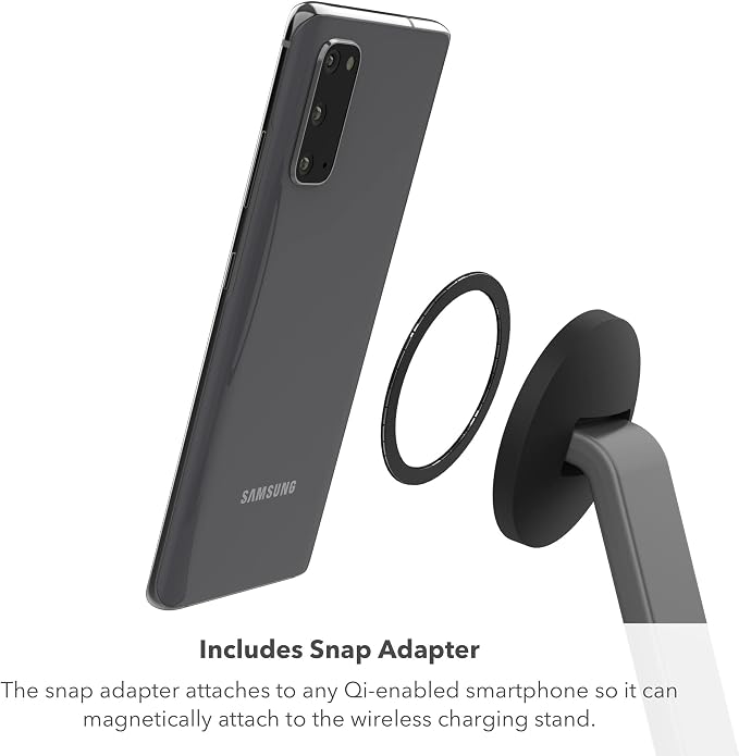 mophie Snap+ 2-in-1Charge Stand & Pad - 15w Wireless Charger Compatible with iPhones & AirPods, Includes Snap+ Adapter for Other Qi Enabled Phones, Steel Base, Adjustable Angles