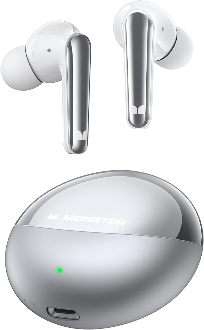 Monster N-Lite 203 AirLinks Wireless Earbuds, Bluetooth 5.3 Headphones HiFi Stereo, Wireless Earphones with HD Clear Call, 30H Playback, Touch Control, Type-C Charging, IPX6 Waterproof in-Ear Earbuds