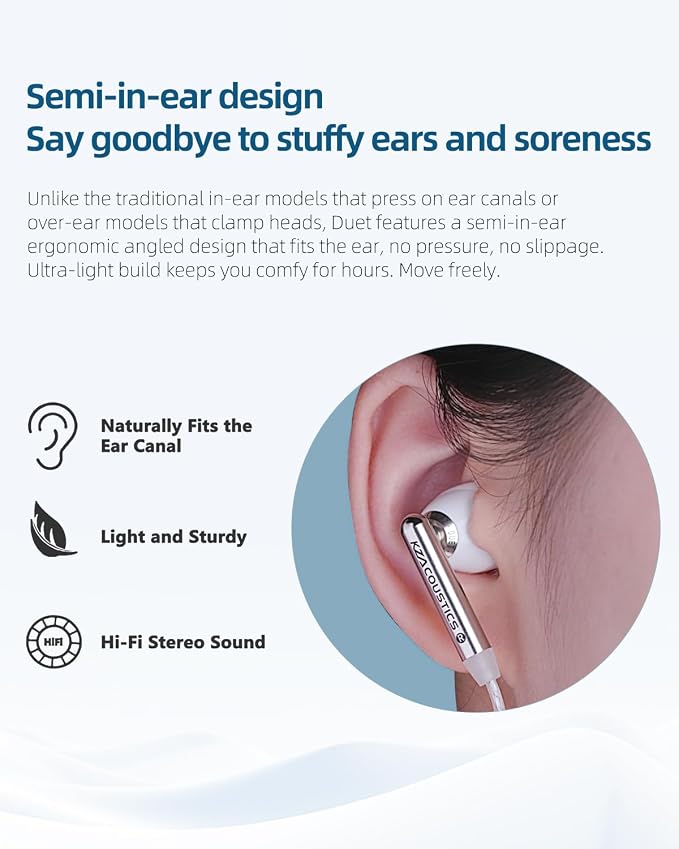 KZ Duet USB C Headphones, Wired Earbuds for Samsung S25 S24 S23 FE S22 S21 S20 A53 A54 Type C Noise Isolating Fit IEM Built-in DSP Sound Card with EQ for iPhone 17 16 Pro Pixel 9 Pro (White, DSP Mic)