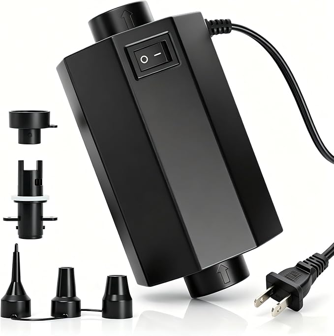 Electric Air Pump for Inflatables, Inflator Deflator Quick-Fill, Compact Pump AC110-120V for Air Mattress Bed Pool Floats Toys Raft