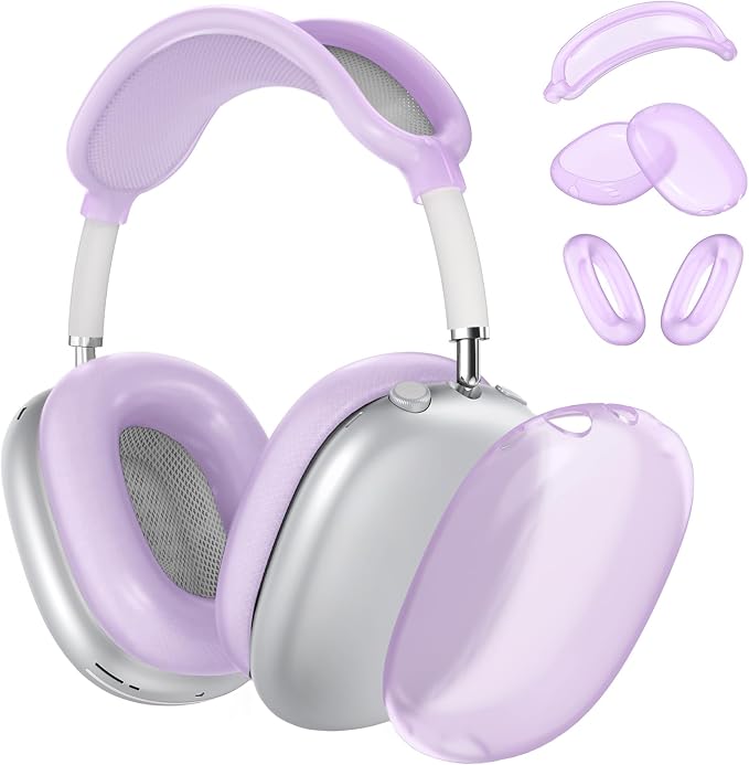 Silicone Case Cover for AirPods Max Headphones, Ear Pad Case Cover/Ear Cups Cover/Headband Cover for AirPods Max 2/1 (2026/2024/2020)(USB-C/Lightning), Accessories for Apple AirPod Max 2, Foggy Purple