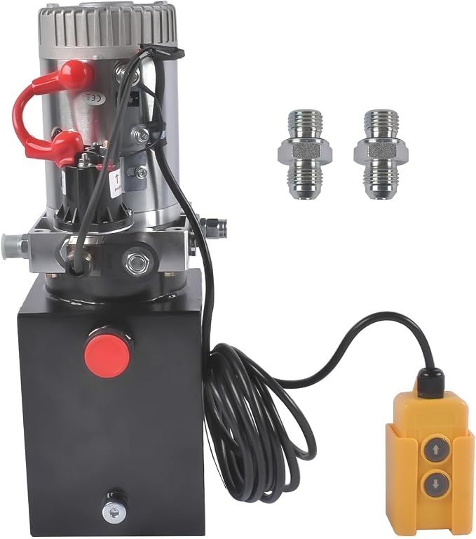 4 Quart Hydraulic Power Unit 1.6kW Power, 12V DC Single Acting Hydraulic Pump, 3200 PSI Max Pressure, for Dump Trailers, Car Lifts, DIY Hydraulic Systems, Steel (GC01) & Aluminium Alloy