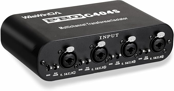 4Channels Pro G404s XLR/TS/TRS/1/4" Passive Hum Eliminator Direct Box for Audio Equipments Ground Loop Isolator Noise Filter for Different Audio Systems Using (Pro G404S)