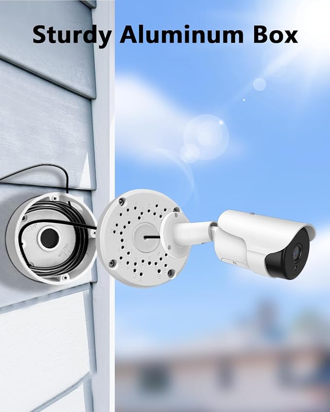 Compatible with Bullet Cameras Universal Bullet Security Camera Base Junction Box, Waterproof Metal Hide Cable Mount Bracket, Outdoor Electric Enclosure for CCTV Cams(4 Pack)
