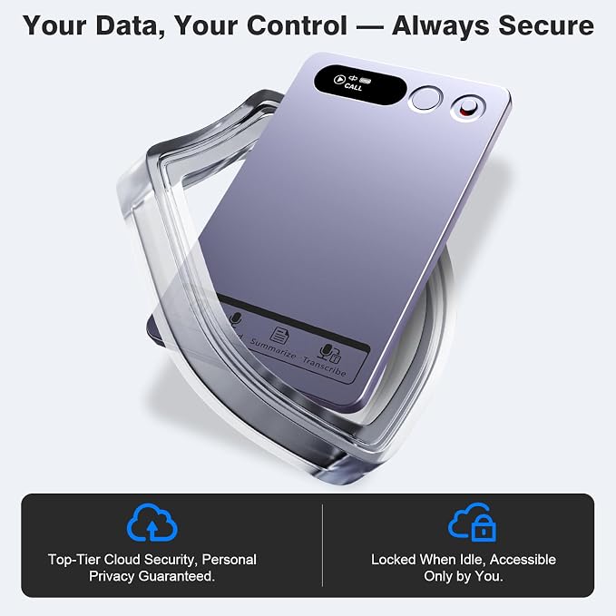 AI Voice Recorder, Note Voice Recorder Transcribe & Summarize with AI Technology, App Control Supports 152 Languages, Magnetic Case 64GB Memory Audio Recorder for Lectures, Meetings, Interviews, Calls