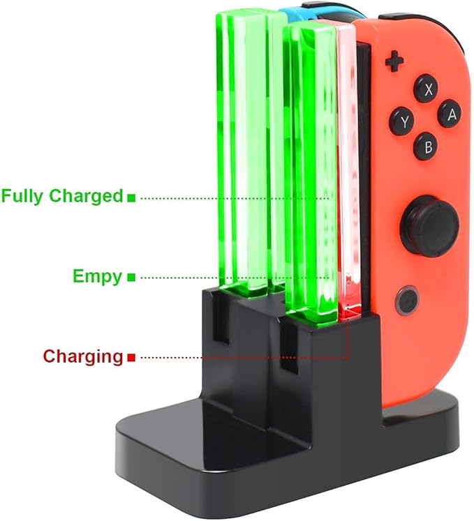 FastSnail Charging Dock and 2 Pack Switch Grips Kit for Nintendo Switch Joy Con & OLED Model, Charger Stand Station with Charging Cable, Wear-Resistant Grip Controller with 6 Thumb Grip