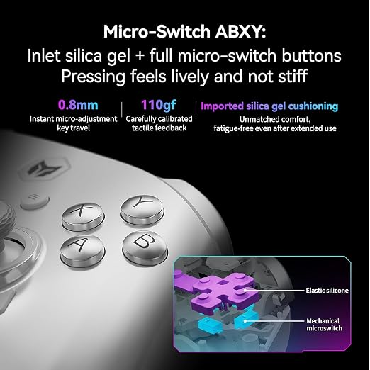 MOJHON Rainbow 3 Wireless Controller 2000Hz Polling Rate Capacitive Joystick 16 Mechanical Keys 14 Custom RGB Lights 6-Axis Gyro Sensor Switchable Hall/Micro-switch Trigger 3.5mm Audio Jack Gamepad for PC/Switch2/iOS/Android