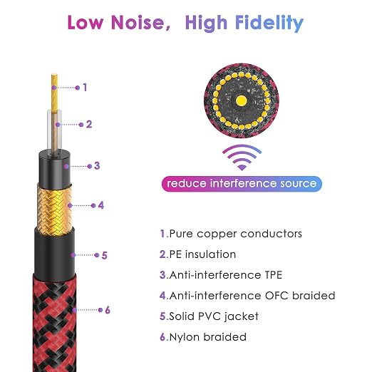 10FT 2 Pack Instrument Cable - Electric Guitar & Bass Guitar Cable with Right Angle Blue and Red 1/4 Inch Connectors