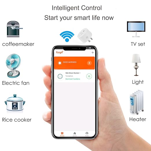 Tuya WiFi Smart Plug Works with Alexa Google Assistant IFTTT for Voice Control Mini Smart Outlet Plug with Timer Function,No Hub Required,Only 2.4GHz Wi-Fi,FCC/Rohs Listed Socket(2 Pack)