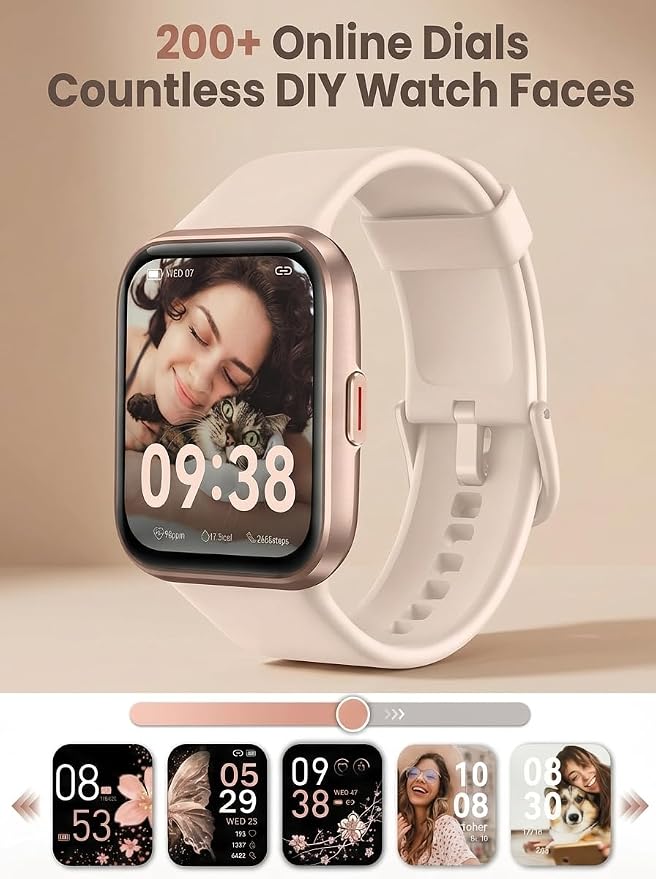 SKG Smart Watch for Women Men Android iPhone, with Alexa Built-in & Bluetooth Call (Answer/Make Call) 1.69" Fitness Tracker with IP68 Waterproof, 60+ Sports, Heart Rate SpO2 Monitor, V7 Pro