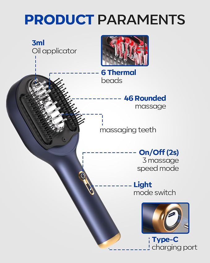 3-in-1 Scalp Massager Hair Growth with Hair Oil Applicator, Bionic Kneading Electric Head Massager Brush for Tension Relief & Home Spa,IPX6 Waterproof Rechargeable Gift for Women Men Mom
