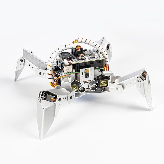 SunFounder PiCrawler AI Robot Kit for Raspberry Pi 5/4/3B+/Zero 2W, Openclaw LLMs ChatGPT/Gemini/Grok, Voice&Video Recognition, Python/Scratch, Mic, Camera (RPI NOT Included)