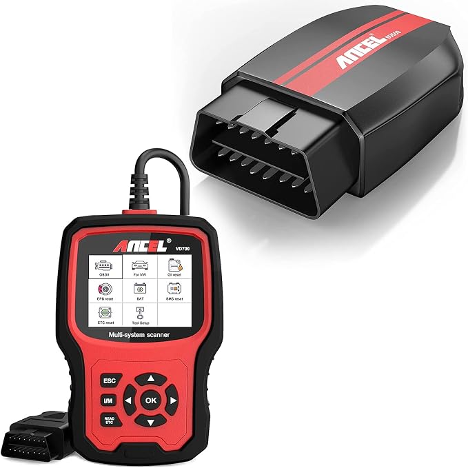 ANCEL BD500 All System Bluetooth 5.0 OBD2 Scanner fit for VW Audi Seat Skoda Seat with ANCEL VD700 All System OBD2 Scanner with 8 Special Functions for VAG Vehicles