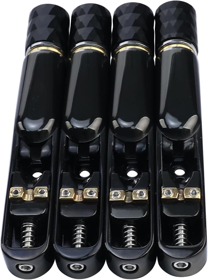 Pack of 4 Individual Single Tubular Fixed Bridge 4 String Electric Bass Bridge for Headless 4-string Bass Replacement Parts （Conductive Black）
