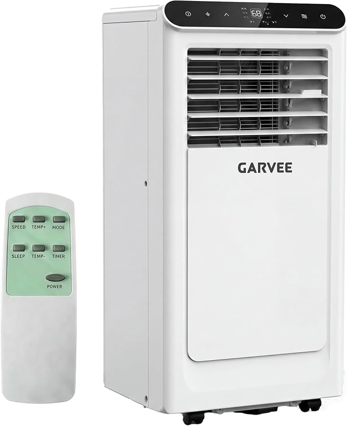 Garvee 10,000 BTU Portable Air Conditioner, 3-in-1 Portable AC Unit with Cool, Dehumidifier & Fan Modes, Covers Rooms up to 450 sq.ft, Sleep Mode, Remote Control, Timer & Full Window Kit