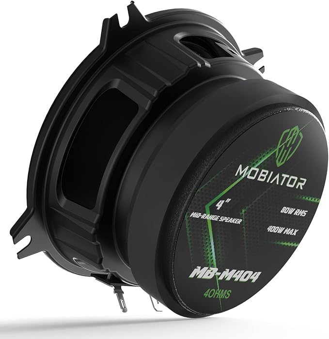 Midrange Loudspeakers MB-M404 4'' 400W Max, 4 Ohms High Efficiency Car Audio Door Speakers for Car or Truck Stereo Sound System-Black (2 Speakers) (MB-M404)