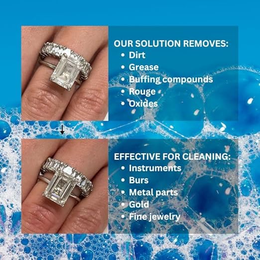 GemOro Jewelry Cleaner Solution Concentrate | For Ultrasonic Machines | Professional Performance Cleans Rings Watches Glasses Earrings (1 Gallon)