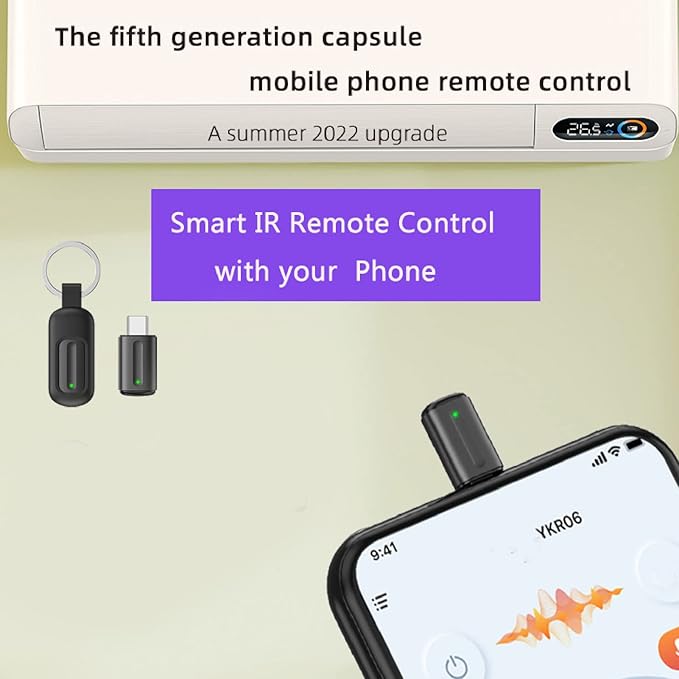 Mini Smartphone IR Remote Controller Adapter, Type C Universal Smart IR Controller, Android Mobile Phone Infrared Control for TV DVD Player Refrigerator Light