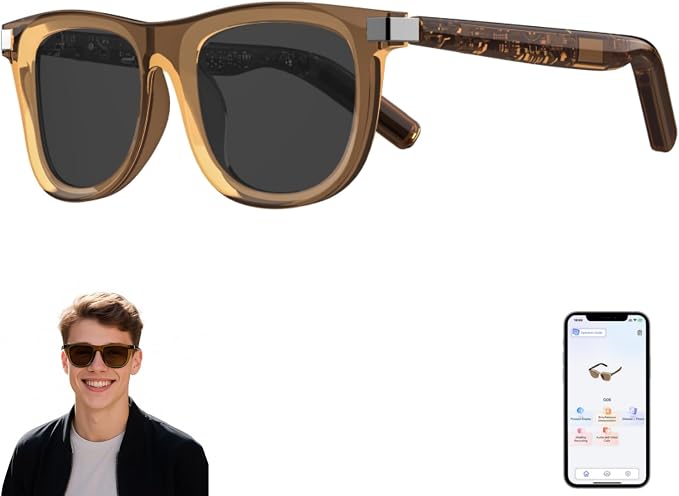 AI Smart Glasses for Men Women – Real-Time Translation Glasses in 165+ Languages, UV400 Polarized Bluetooth Sunglasses with Wear Detection Auto On/Off, Smart Sunglasses for Traveling Relaxing