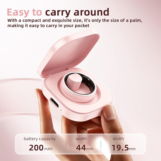 Ceramic Smart Ring, Advanced Health & Fitness Tracker with Heart Rate, Blood Oxygen, Sleep Monitoring, 5ATM Waterproof, Long-Lasting Battery, Remote Camera Control, for Android & iOS (Pink, 6)