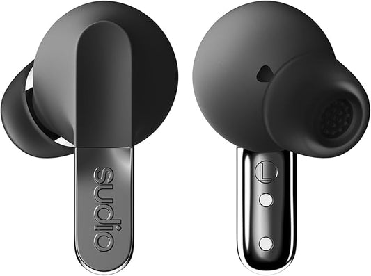 Sudio N3 Pro Wireless Earbuds – Active Noise Cancelling (ANC), 30-Hour Playtime, Sweat & Splashproof, Eco-Friendly Design with Recycled Materials, Comfortable Fit, Premium Metallic Finish (Black)