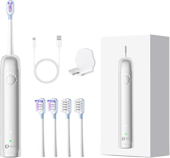 X1 Sonic Electric Toothbrush for Adults - Sweeping & Vibrating, Rechargeable, 4 Brush Heads, 5 Cleaning Modes, 60-Day Battery Life & IPX7 Waterproof Design (Silver)