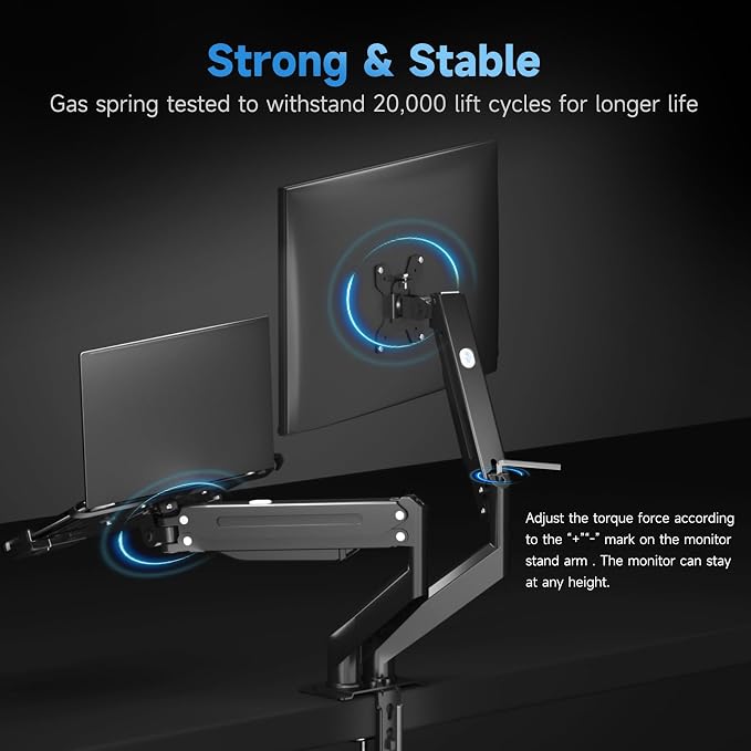 Suptek Monitor Laptop Mount Stand, 2 in 1 Function Dual Monitor Arms Desk Mount for 13"-18" Notebook and 17"-32" Monitor with Laptop Tray,Holds up to 22lbs