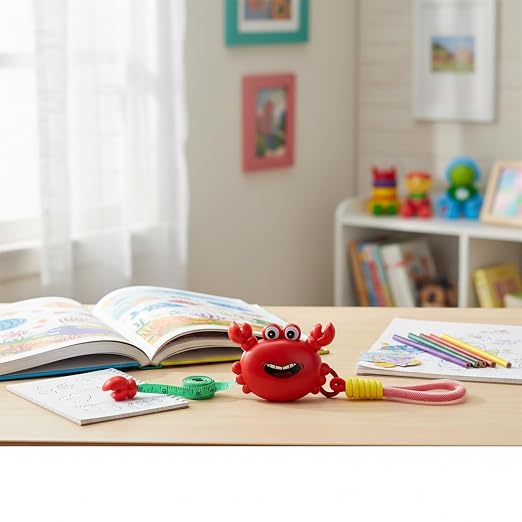 1 Pack Cute Orange Crab Retractable Tape Measure, 2M/79Inch Dual-Sided Scale Soft Ruler with Keychain & Lanyard, Fun Cartoon Measuring Tool for Body Sewing Crafts