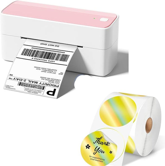 Phomemo 241BT Bluetooth Thermal Shipping Label Printer 4X6 - Wireless Thermal Label Printer for Shipping Packages + 2 Inch Color Circle Thermal Sticker Labels 400