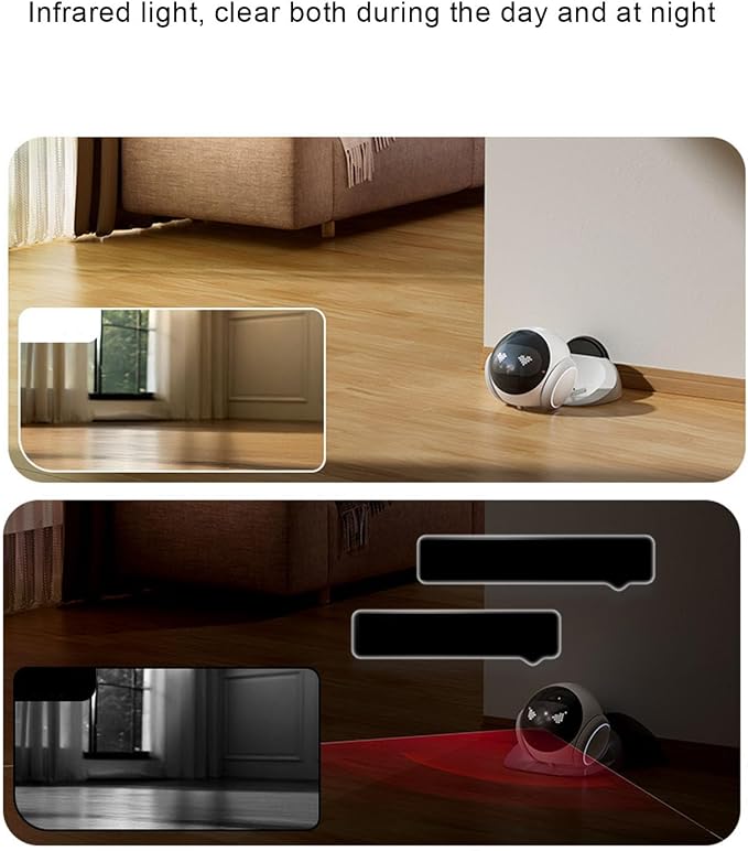 Fockety Smart Pet Camera, 1080P HD Movable Robot with 360 Rotation 2 Way Audio Motion Detection Auto Recharge, for Cats Dogs Baby Elderly Home Security Monitoring