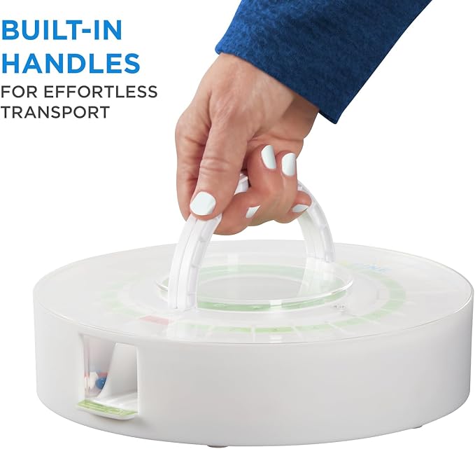 LiveFine Automatic Pill Dispenser with Removable Cups, 21 Compartments, 9 Dosage Rings, Alarm Reminder, LCD Display, Sound & Light Alerts, Locking Key for Vitamins, Supplements, Medications & Seniors