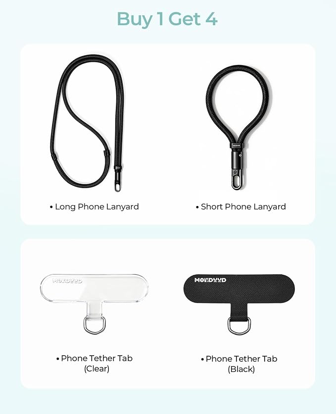 MOVDUUD 2-Pack Phone Lanyard - adjustable lanyards for Wrist & Neck Strap with 2 Universal Tabs Crossbody neck phone holder for Running &Cycling | Skin-Friendly, Durable, Fits All Smartphones