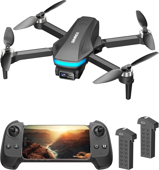 SIMREX GPS Drone with 4K Camera for Adults , Brushless Motor Drones for Beginners ,5G WiFi FPV Foldable, Auto Return , Optical Flow & Altitude Hold,Gesture Control,Follow Me, Waypoint Flight, Toys Gifts for Kid Teen Boys(Black）