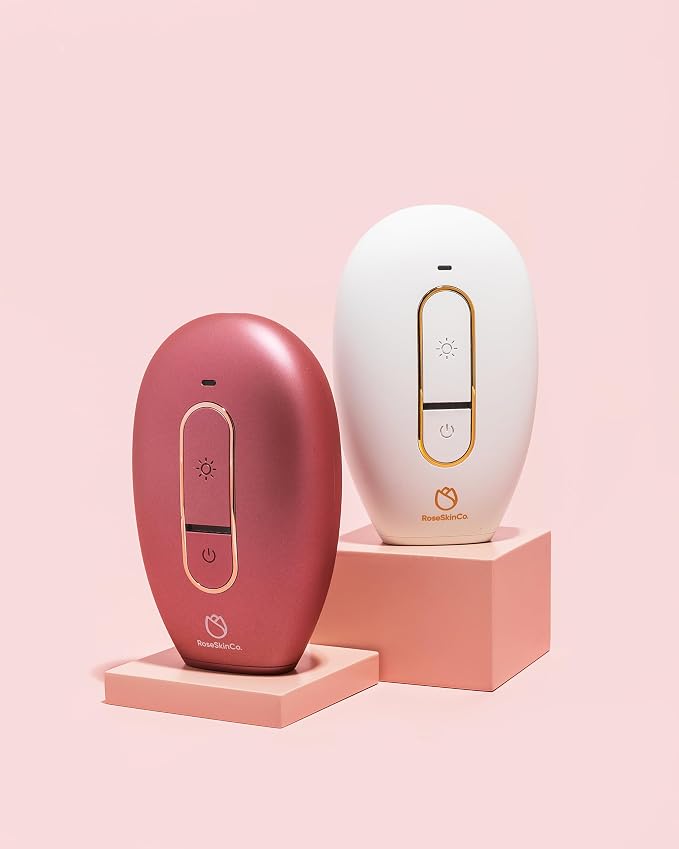 RoseSkinCo Lumi IPL Laser Hair Removal Device, At Home Permanent Hair Reduction on Face, Bikini, Legs, Arms, Underarms, Safe & Gentle Intense Pulsed Light Handheld Device, White/Gold