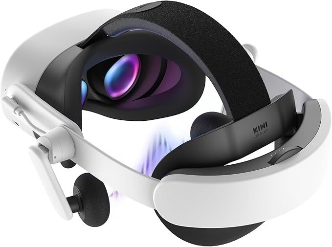 KIWI design Audio Head Strap with Battery for Meta/Oculus Quest 3/3S, K4 Duo DualFast Charging Headset, VR Accessories with Balanced Design for Enhanced Sound Effects & Playtime
