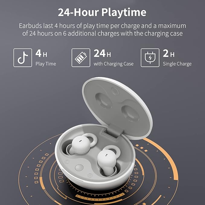 Smallest Invisible Sleep Earbuds, Comfortable Noise Blocking Wireless Headphones, Flat Bluetooth Ear Buds for Side Sleepers, Zero Pressure, No Lights/Alerts, Tiny Hidden Buds for Sleeping Sports