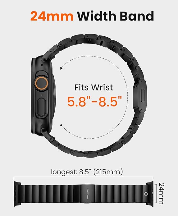 Grade 5 Titanium Band for Apple Watch Ultra 3/2/1 49mm & Series 11/10 46mm,Dual Magnetic Clasp with Adjustable Small Link,Scratch Resistant & Premium Color Matched Metal Band for Men,CRNS02