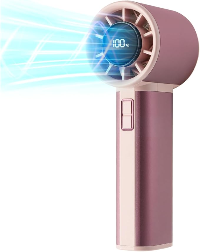 Handheld Turbo Fan with 1-100 Speed - 15H Max Cooling Mini Portable Fan, Metal Personal Air Cooler for Commute and Travel, Gifts for Men and Women, RoseGold
