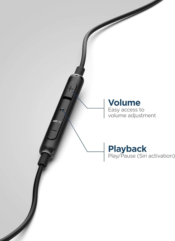 Thore iPhone Earphones (Apple MFi Certified) V120 in Ear Wired Lightning Earbuds (Sweat/Water Resistant) Headphones with Mic/Volume Remote for iPhone 12/13/14 Pro Max - Black