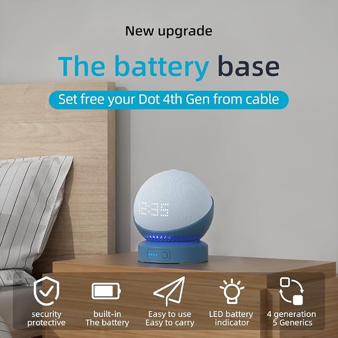 Battery Base for Echo d0t 5th Generation Portable Echo D0t 4th Generation and Homepod Mini Battery Stand Accessories Not Including DOT Speaker (Blue)
