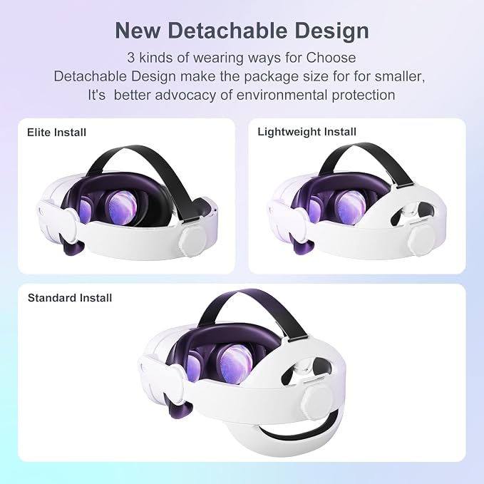 Saqico Head Strap for Meta Oculus Quest 2/3/3s, 3-in-1 Adjustable Halo Headband, Replacement for Elite Strap, Enhanced Comfort Gaming Immersion VR Accessories Compatible with Oculus/Meta Quest 2/3/3s