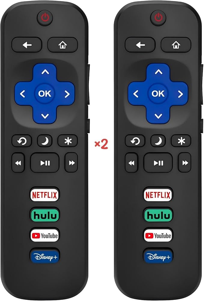 2-Pack Replacement Roku TV Remote, Compatible with TCL/Onn/Hisense/Sharp/Philips/Westinghouse/Insignia/Element Roku TVs, 1 Year Warranty