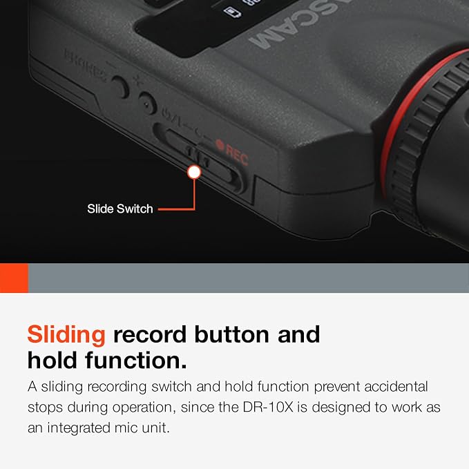 TASCAM XLR Micro Audio Portable Digital Recorder for XLR Microphones, Voice Recorder, Interview and News Gathering, Black (DR-10X)