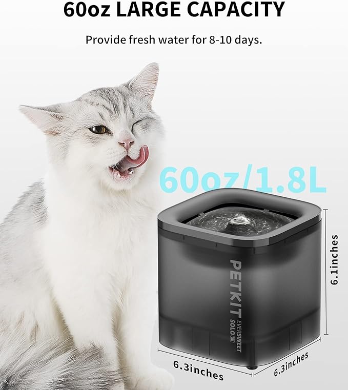 PETKIT Automatic Pet Feeder and Wireless Pump Cat Dog Water Fountain,Scheduled Feeding Cat Feeder Dry Food Dispenser, App Control/USB Charge,Grey Color