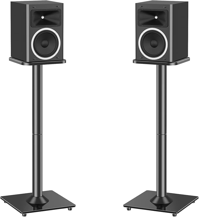 MOUNTUP Universal Speaker Stands Pair for Surround Sound Home Theater, 31" Height Floor Speaker Stands Max 22LBS, Bookshelf Studio Satellite Speakers Fit Klipsch Polk Yamaha, Non Slip Pad Easy Install