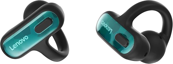 Lenovo Open Ear Clip On Earbuds X500 Bluetooth 6.0 Wireless Earbuds with 11 mm Drivers, Open Ear Ergonomic Design, Dual Device Connectivity, Built in Mic, Fast Charge, Black
