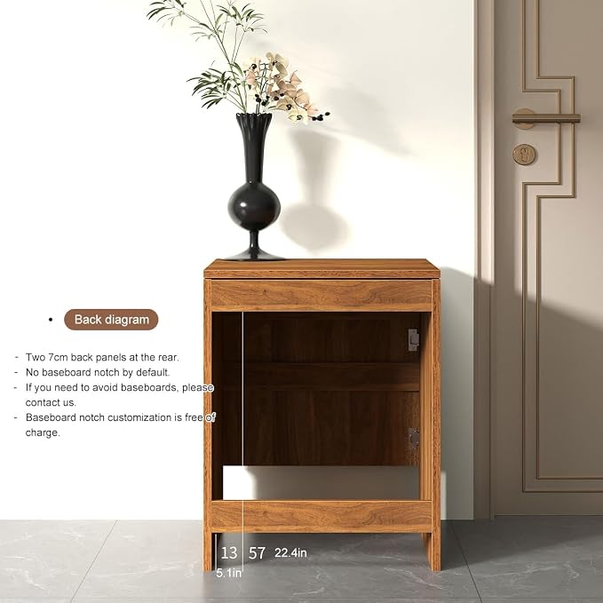 Robot Vacuum Stand Cabinet,Storage Cabinet with Doors for Robot Vacuum Cleaner,End Side Table for Home Office,Wood Freestanding Rack for Living Room Home Office Kitchen(Brown)